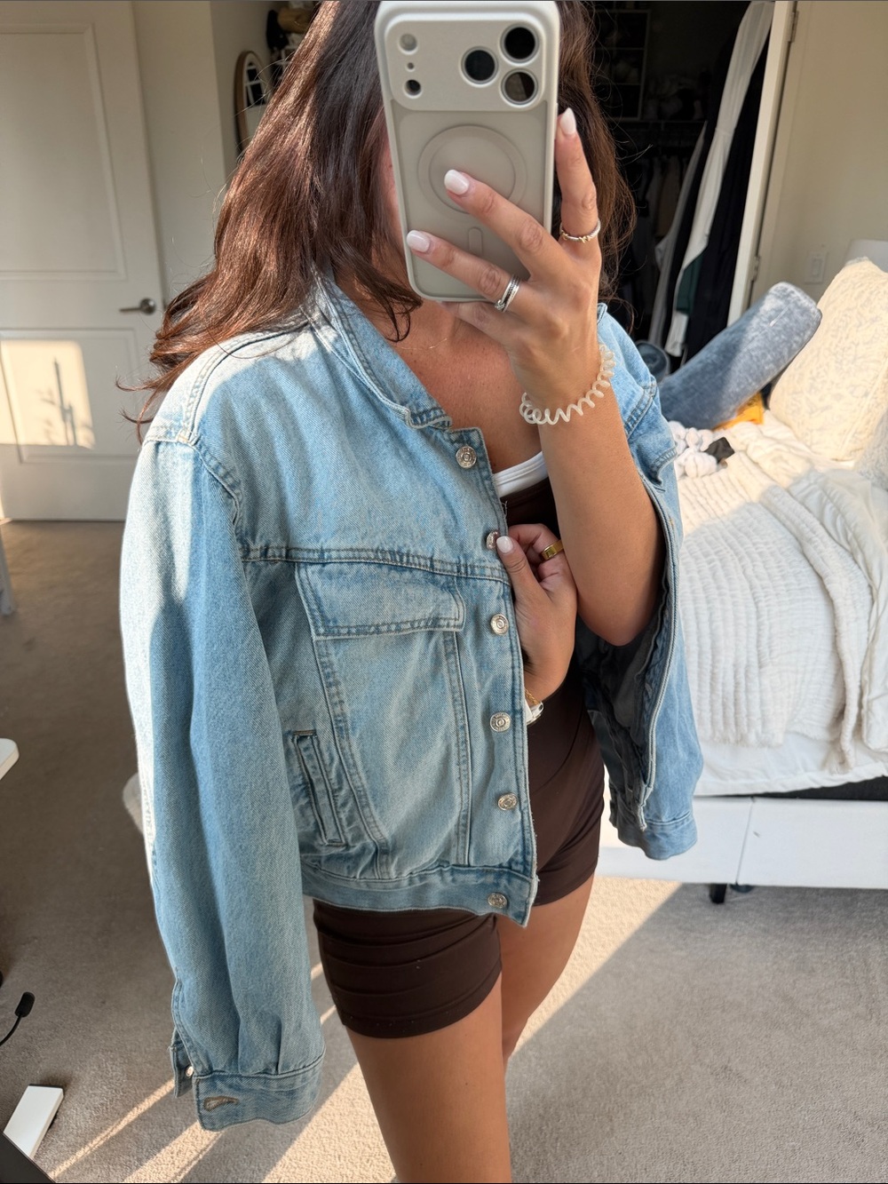 Mango Light Wash Denim Jacket - Oversized